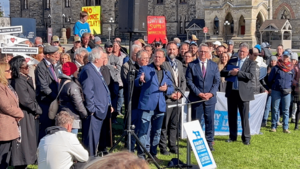 Yves-François Blanchet at press conference supporting Bill C-282