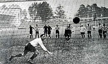 1920 Olympic football final (Belgium v. Czechoslovakia), penalty Coppée