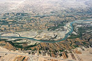 Aerial photograph of Helmand River at Gereshk in 2011