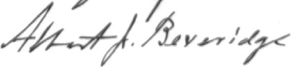 Albert Jeremiah Beveridge signature