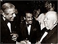 Anton Wickremasinghe, Chandran Rutnam and Alfred Hitchcock at the Academy Awards in Los Angeles