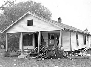 Home of the Moores after the bombing on Christmas Day.