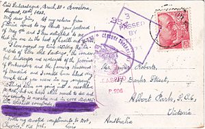 Censored mail Spain Australia 1943