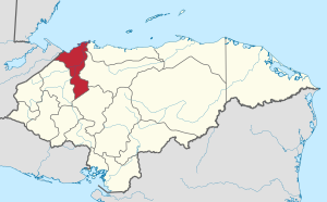 Location of Cortés in Honduras