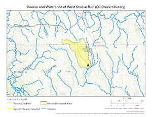 Course and Watershed of West Shreve Run (Oil Creek tributary)