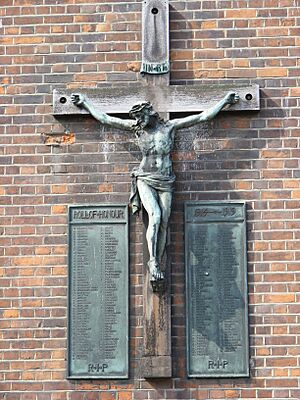 Crucifixion and war memorial, St Mary of Eton, Hackney Wick E9
