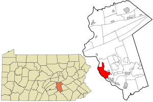 Location of Harrisburg in Dauphin County, Pennsylvania.