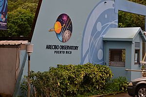 Entrance sign for the Arecibo Observatory in Esperanza
