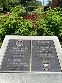 Fairlington Historical Marker Arlington VA close up with flowers