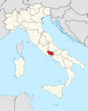 Map with the province of Frosinone in Italy
