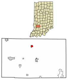 Location of Worthington in Greene County, Indiana.