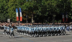 Indian Air Force contingent as a part of the Bastille Day Parade of France, in Paris on July 14, 2009