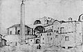 Maarten van Heemskerck - Santa Maria della Febbre, Vatican Obelisk, Saint Peter's Basilica in construction (1532)