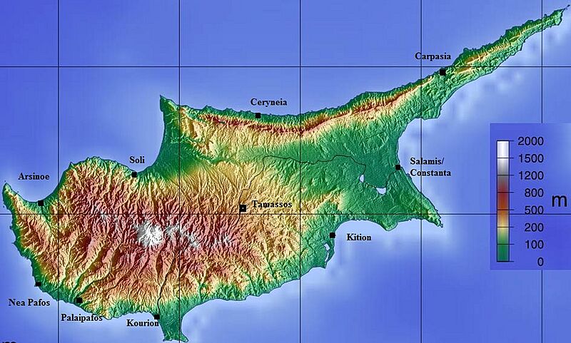 Map of Cyprus with Roman Cities