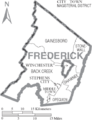 Map of Frederick County, Virginia with Municipal and District Labels