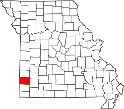 Location of Jasper County in the state of Missouri