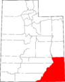 Map of Utah highlighting San Juan County