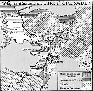 Map to illustrate the First Crusade, H. G. Wells' Outline of History, page 342