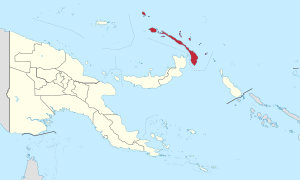 Location of New Ireland in Papua New Guinea