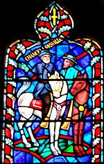 Robert Edward Lee in art at the Battle of Chancellorsville in a stained glass window of the Washington National Cathedral, from- Robert E Lee Stain Glass (cropped)