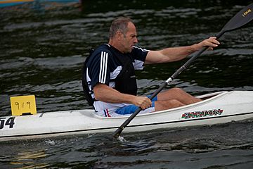 Sir Steve Redgrave in his first kayak race