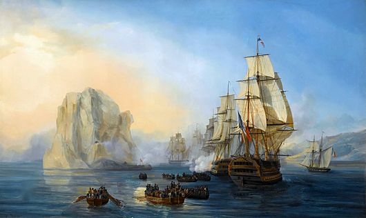 Taking of the rock Le Diamant, near Martinique, 2 June 1805 (by Auguste Etienne François Mayer)