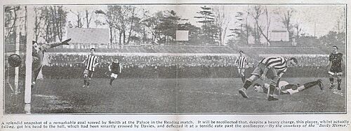 Ted Smith goal for Crystal Palace circa 1914