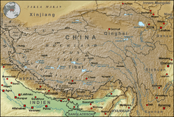 Tibet Karte Topograpisch