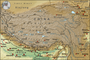 Tibet Karte Topograpisch