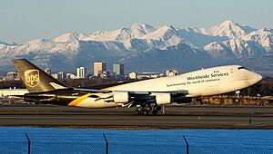 UPS Boeing 747 landing in Anchorage, Alaska