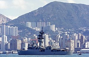 USS Whipple (DE-1062) at Hong Kong in 1974
