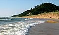 Water and Covered Dune, Looking North, Saugatuck Dunes State Park, Michigan