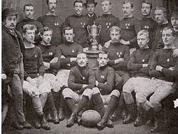 Wigan Football Club in 1885 with the Wigan Union Charity Cup