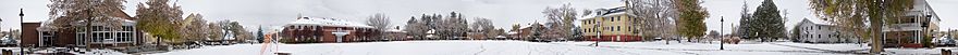 Panorama of Wasatch Academy main campus in winter