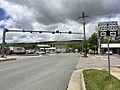 2016-05-19 13 04 10 View west along Main Street (U.S. Route 250) at the intersection with Potomac River Road and Jackson River Road (U.S. Route 220) in Monterey, Highland County, Virginia