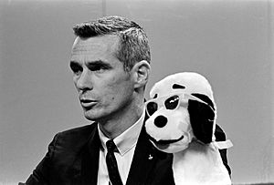 Apollo 10 Cernan and Snoopy at news conference