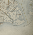 A colored map of Wards 31 and 32 in 1920, showing Barren Island under the text "Sections 38 and 39"