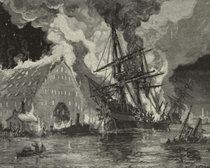 Burning of USS Merrimack, 1861