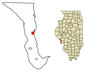 Location of Hardin in Calhoun County, Illinois.