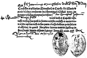 Certificate of having gone to confession