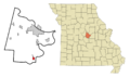 Cole County Missouri Incorporated and Unincorporated areas St. Thomas Highlighted