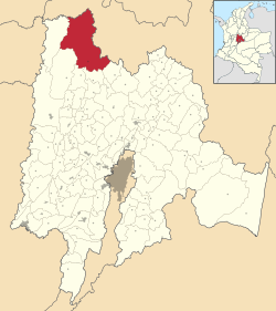 Location of the municipality and town in Cundinamarca