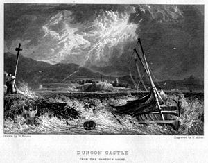 Dunoon Castle engraving by William Miller after W Brown