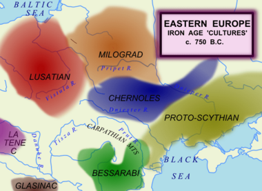 Eastern and Central Europe around 750 BC