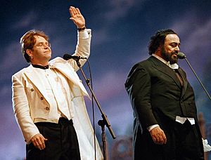 Elton John with Luciano Pavarotti in Modena 1996