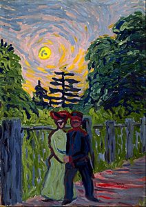 Ernst Ludwig Kirchner - Moonrise- Soldier and Maiden - Google Art Project
