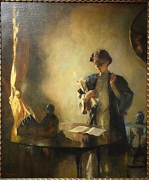 Figure in a Room, copy of work by Frank Weston Benson, 1912, oil on canvas - New Britain Museum of American Art - DSC09585