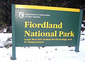 Fjordland National Park sign