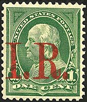 Franklin revenue IR overprint 1c 1898 issue