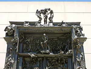 Gates of Hell sculpture by Rodin top detail